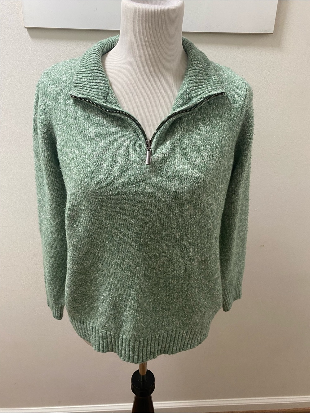 croft & barrow Mint Green Quarter-Zip Knit Sweater